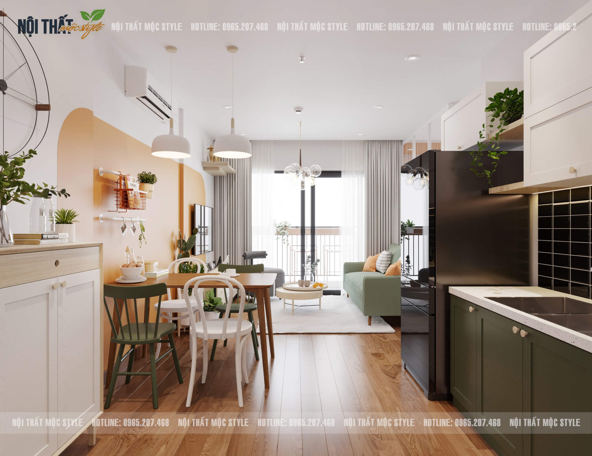 Không gian phòng khách nhấn color block ấn tượng đầy thú vị