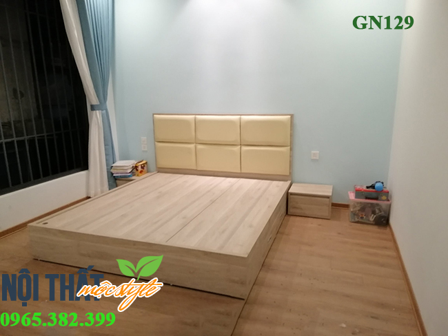 giường ngủ GN129 bọc nệm vàng bắt mắt giường ngủ GN129 bọc nệm vàng bắt mắt