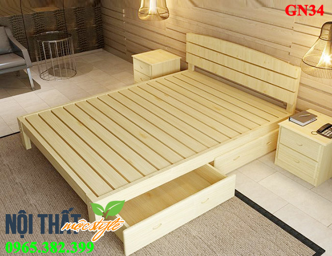 giường ngủ-pallet-GN34 mộc mạc giường ngủ-pallet-GN34 mộc mạc