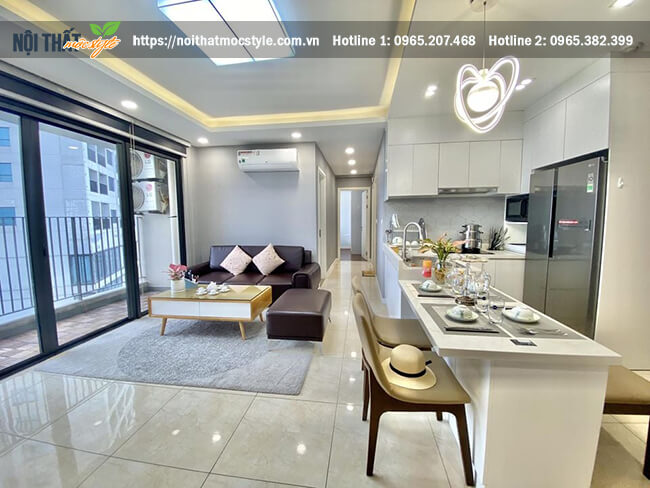 Bày trí khoa học với gian bếp liền thông phòng khách