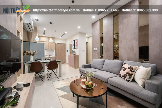 Không gian nội thất phòng khách đầy đủ công năng sử dụng