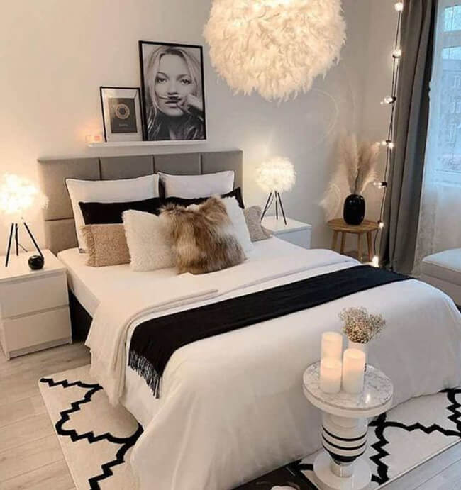 Decor phòng ngủ bằng dèn lép