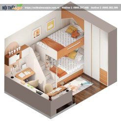 Thiết kế nội thất phòng ngủ 10m2 hẹp ngang