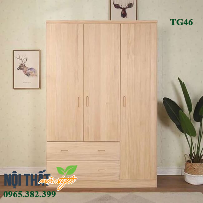 Tủ quần áo TG46 đơn giản Tủ gỗ công nghiệp TG46 3 cánh mở trẻ trung