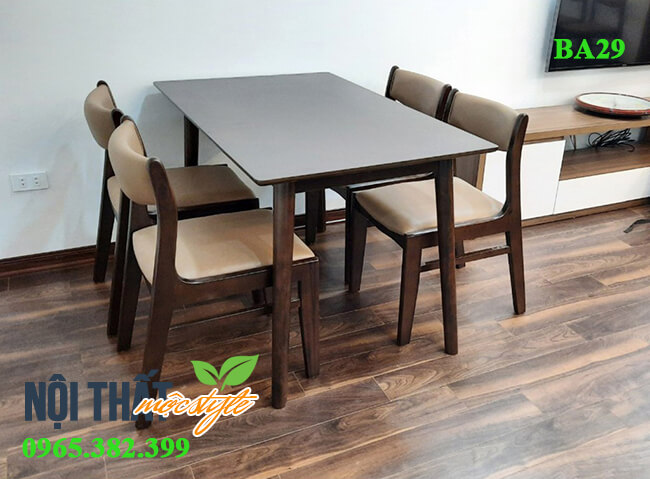 kiểu dáng thanh lịch bộ bàn ăn bella BA29 Bộ bàn ghế BA29 với sự kết hợp của ghế bella và bàn màu nâu vô cùng sang trọng, thanh lịch